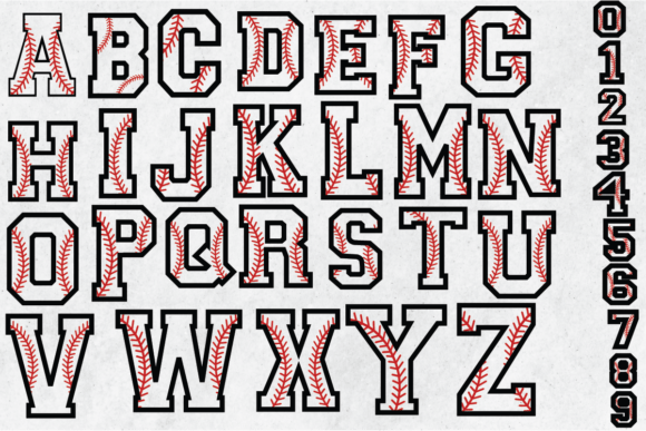 Baseball Letters and Numbers SVG for Crafts and Graphics