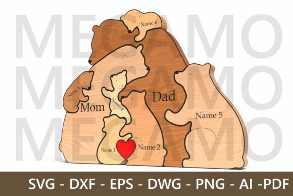 Bear Family Puzzle – Father’s Day Gift for Laser Cutting