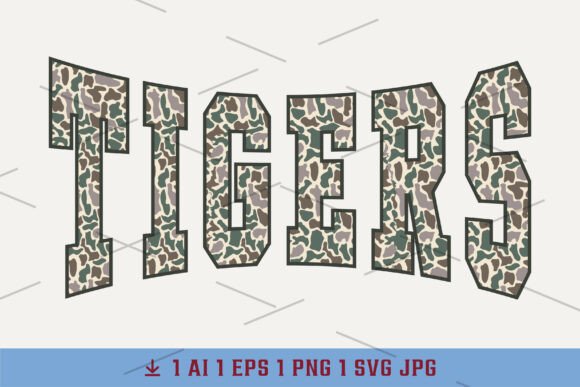 Camo Tigers Graphics for School Mascots & Illustrations
