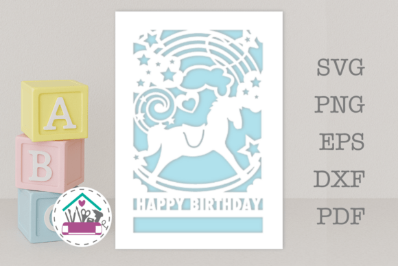 Carousel Horse Personalized Birthday SVG for Laser Cutting and Cards