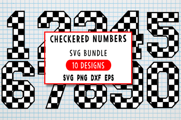 Checkered Numbers SVG, Racing Font SVG for Graphics and Crafts