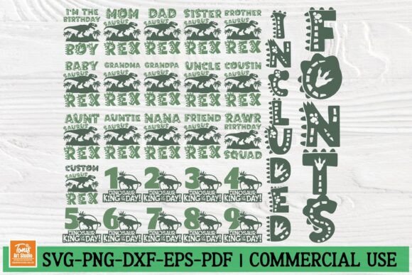Dinosaur Birthday Family SVG Bundle: Graphics for Crafts