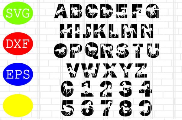 Horse Alphabet, Font with Horses Svg for Crafts and Graphics