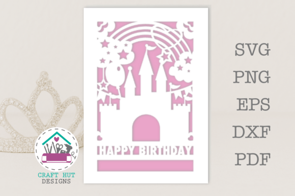 Princess Castle Happy Birthday SVG Cut for Cards & Laser Cutting