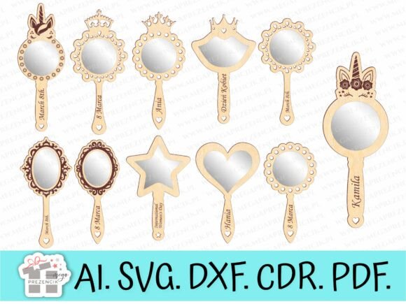 Set of Mirrors for Girls Laser Cut Svg: Other Celebrations