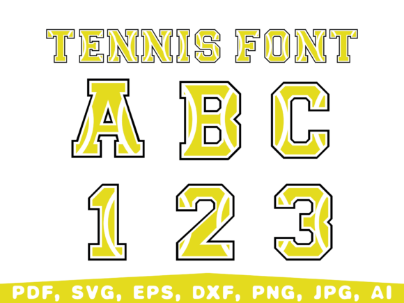 Tennis Font Svg, Tennis Alphabet: Graphics for Dynamic Branding
