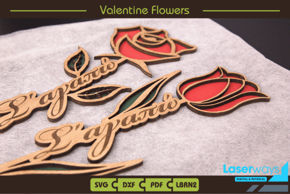 Valentine Flowers Rose and Tulip for Laser Cutting Signs