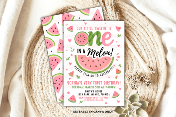 Watermelon Birthday Invitation Template for Print Templates and Graphics